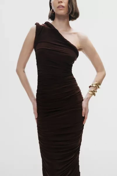 Nocturne Twist Ruched One Shoulder Midi Dress