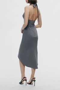 Nocturne Asymmetrical Halter Midi Dress