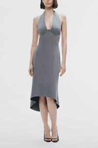 Nocturne Asymmetrical Halter Midi Dress
