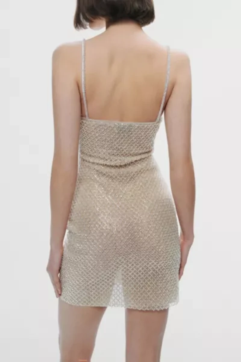Nocturne Beaded Mesh Mini Dress