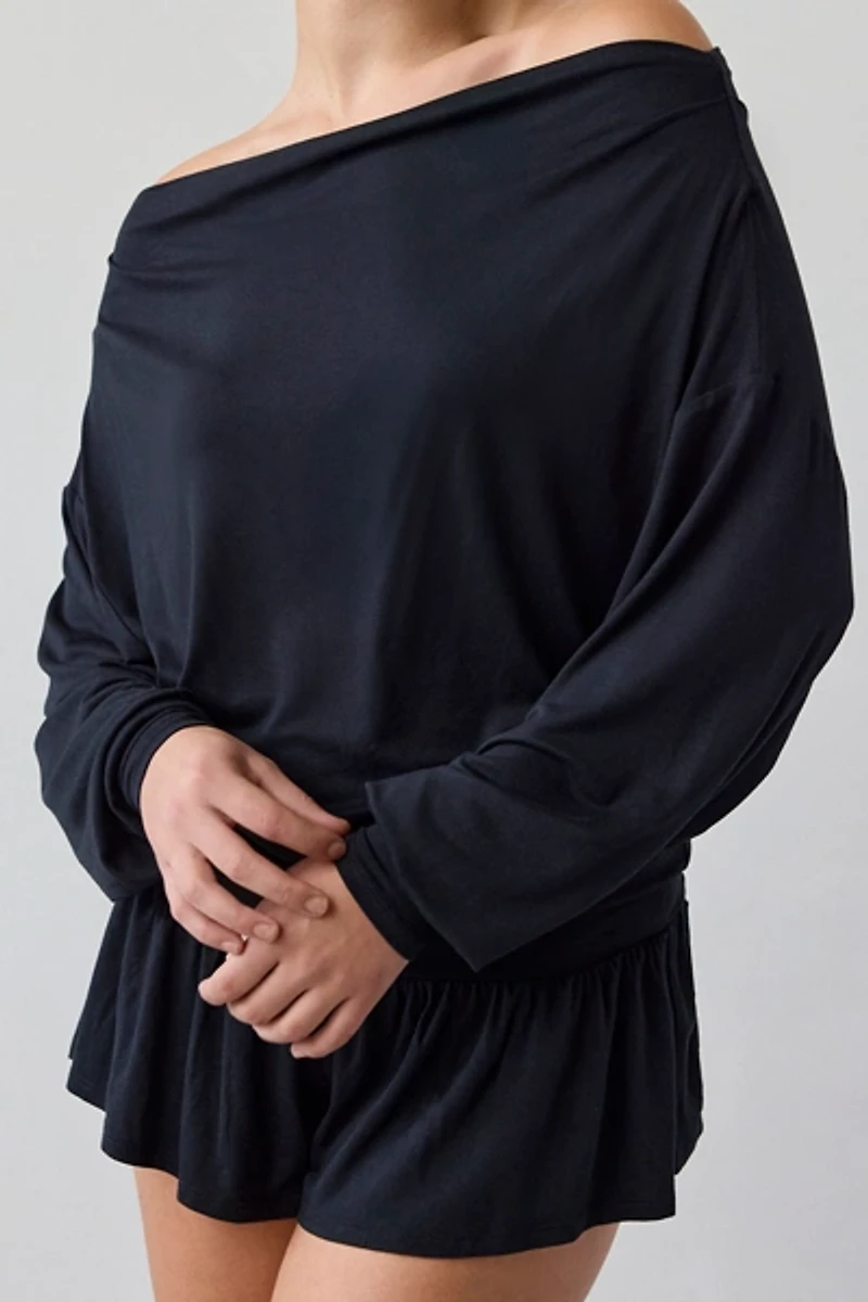 Out From Under Kiera Jersey Knit Off-The-Shoulder Sleep Romper