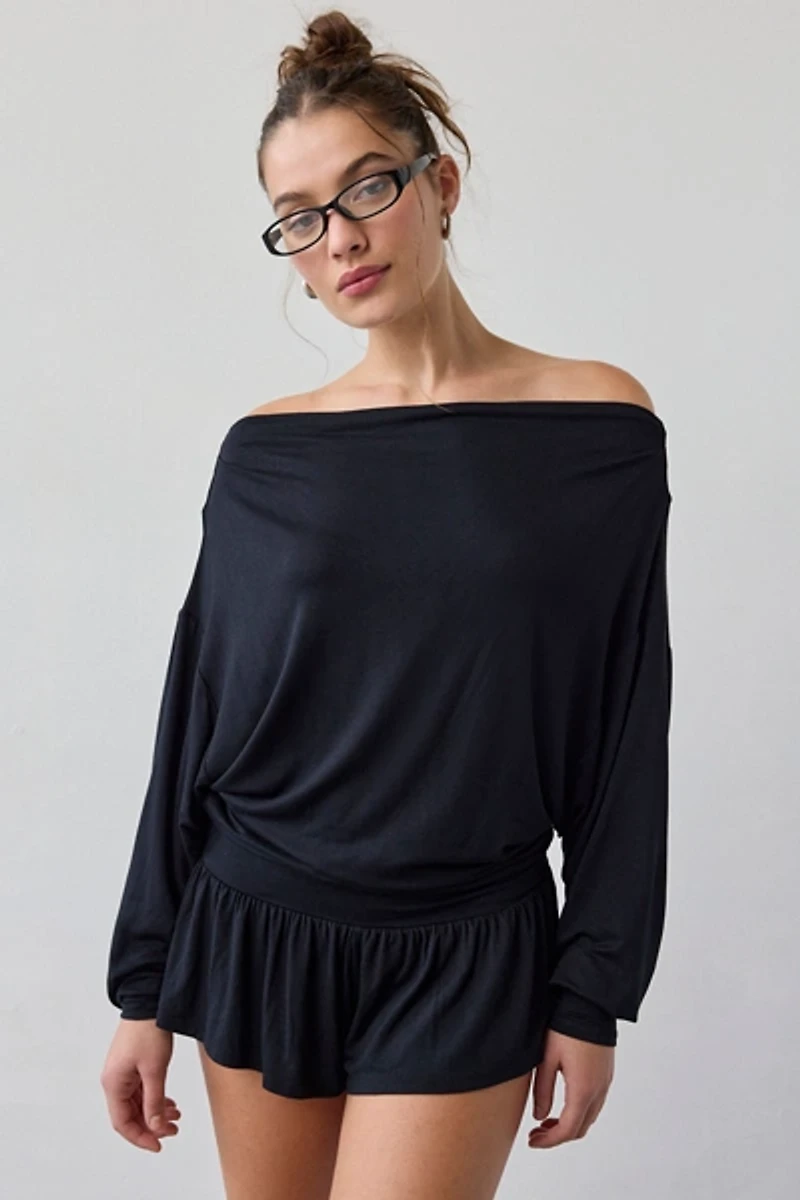 Out From Under Kiera Jersey Knit Off-The-Shoulder Sleep Romper