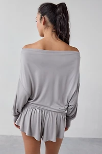 Out From Under Kiera Jersey Knit Off-The-Shoulder Sleep Romper