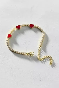 BONBONWHIMS UO Exclusive Enameled Heart Tennis Bracelet
