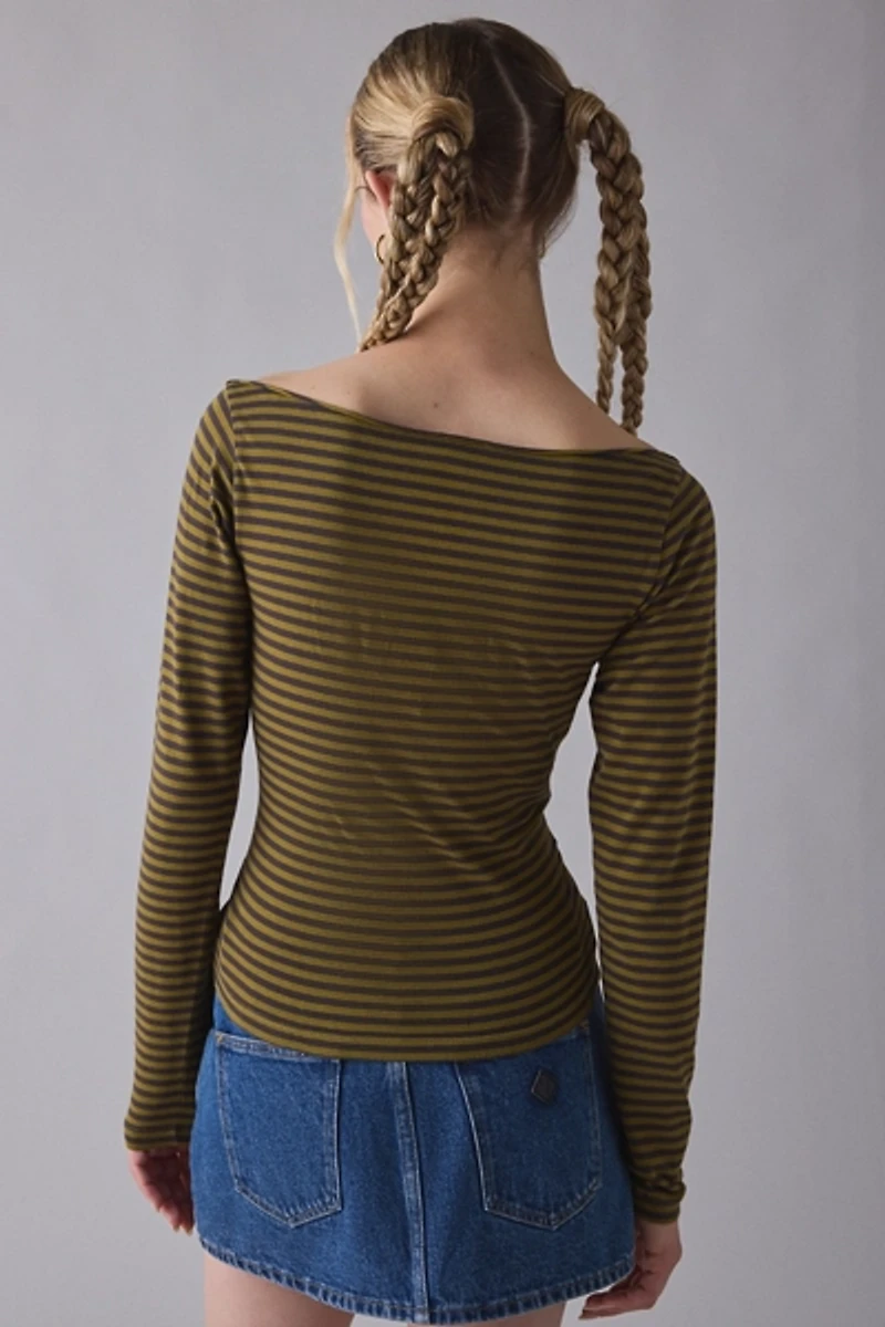 NYC Graphic Boatneck Long Sleeve Slim Tee