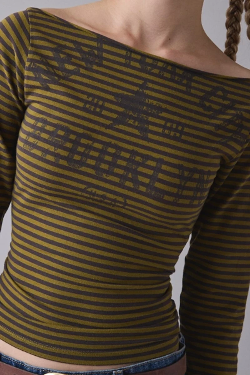 NYC Graphic Boatneck Long Sleeve Slim Tee