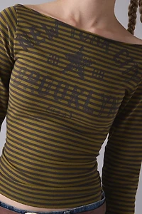 NYC Graphic Boatneck Long Sleeve Slim Tee