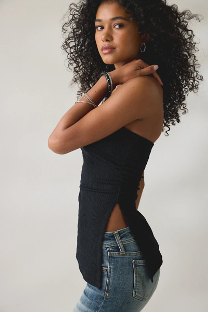 UO Afterparty Asymmetric Side-Slit Flyaway Tube Top