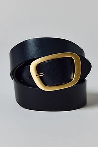 Modern Oval Buckle Leather Belt