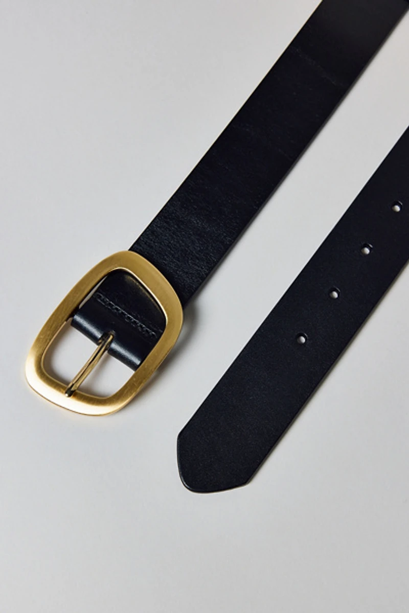 Modern Oval Buckle Leather Belt