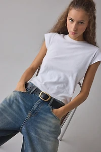 Modern Oval Buckle Leather Belt