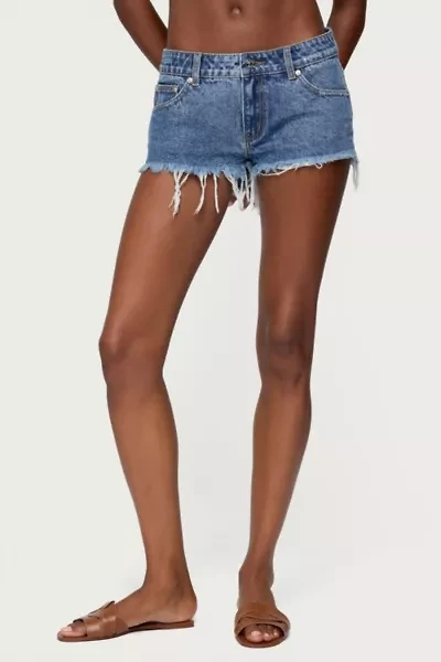 Edikted Frayed Vintage Washed Denim Shorts