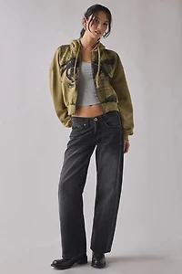 BDG Delaney Graphic Cropped Zip-Up Hoodie Sweatshirt