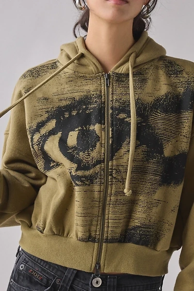 BDG Delaney Graphic Cropped Zip-Up Hoodie Sweatshirt