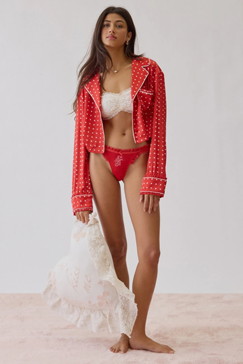 For Love & Lemons UO Exclusive Ruffle Lace Trim Thong 2-Pack