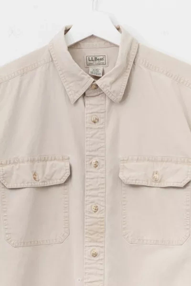 Vintage 1990s Distressed L.L. Bean Cotton Brown Button Up Shirt