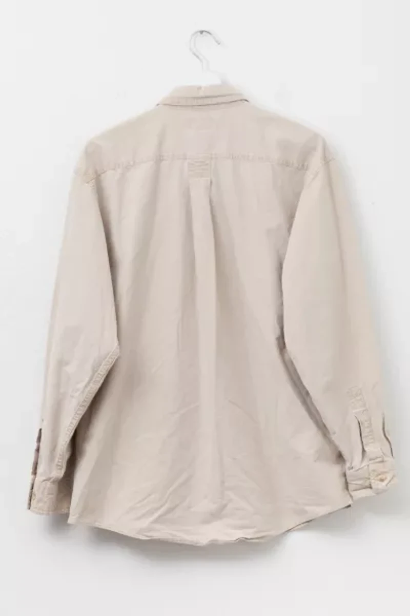 Vintage 1990s Distressed L.L. Bean Cotton Brown Button Up Shirt