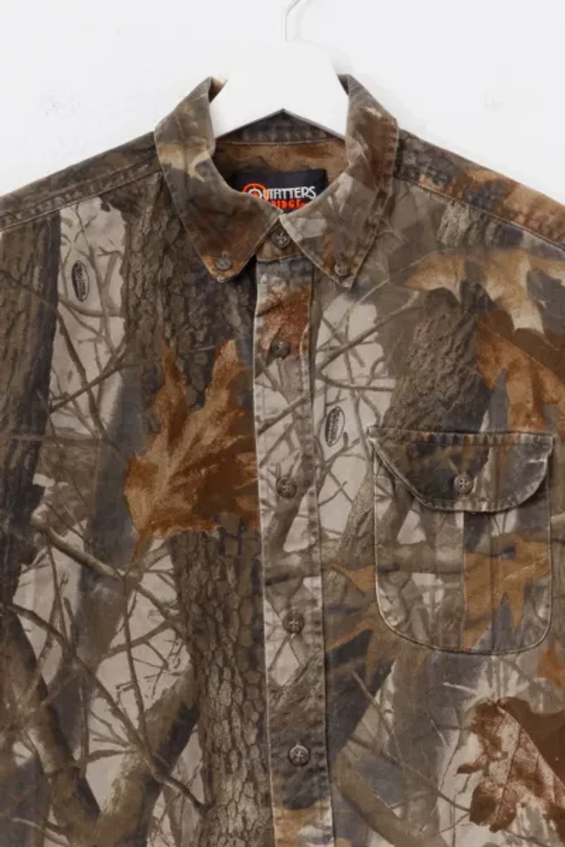 Vintage Y2K Tree Camo Button Up Long Sleeve Shirt