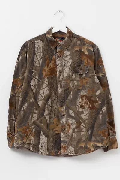 Vintage Y2K Tree Camo Button Up Long Sleeve Shirt