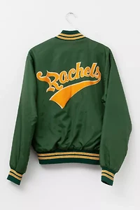 Vintage 1970s Green Yellow Graphic Baseball Jacket
