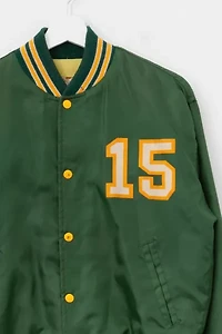 Vintage 1970s Green Yellow Graphic Baseball Jacket