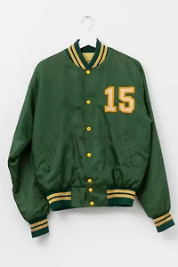 Vintage 1970s Green Yellow Graphic Baseball Jacket