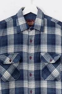 Vintage 1980s Blue White Quilt Lined Plaid Button Up Shirt