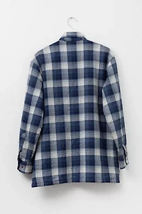 Vintage 1980s Blue White Quilt Lined Plaid Button Up Shirt