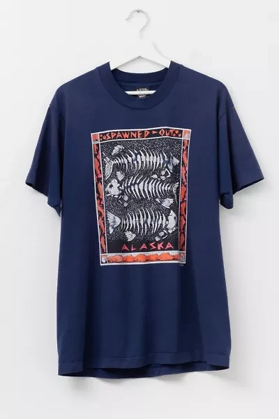 Vintage 1990s Distressed Spawned Out Salmon Graphic T-Shirt