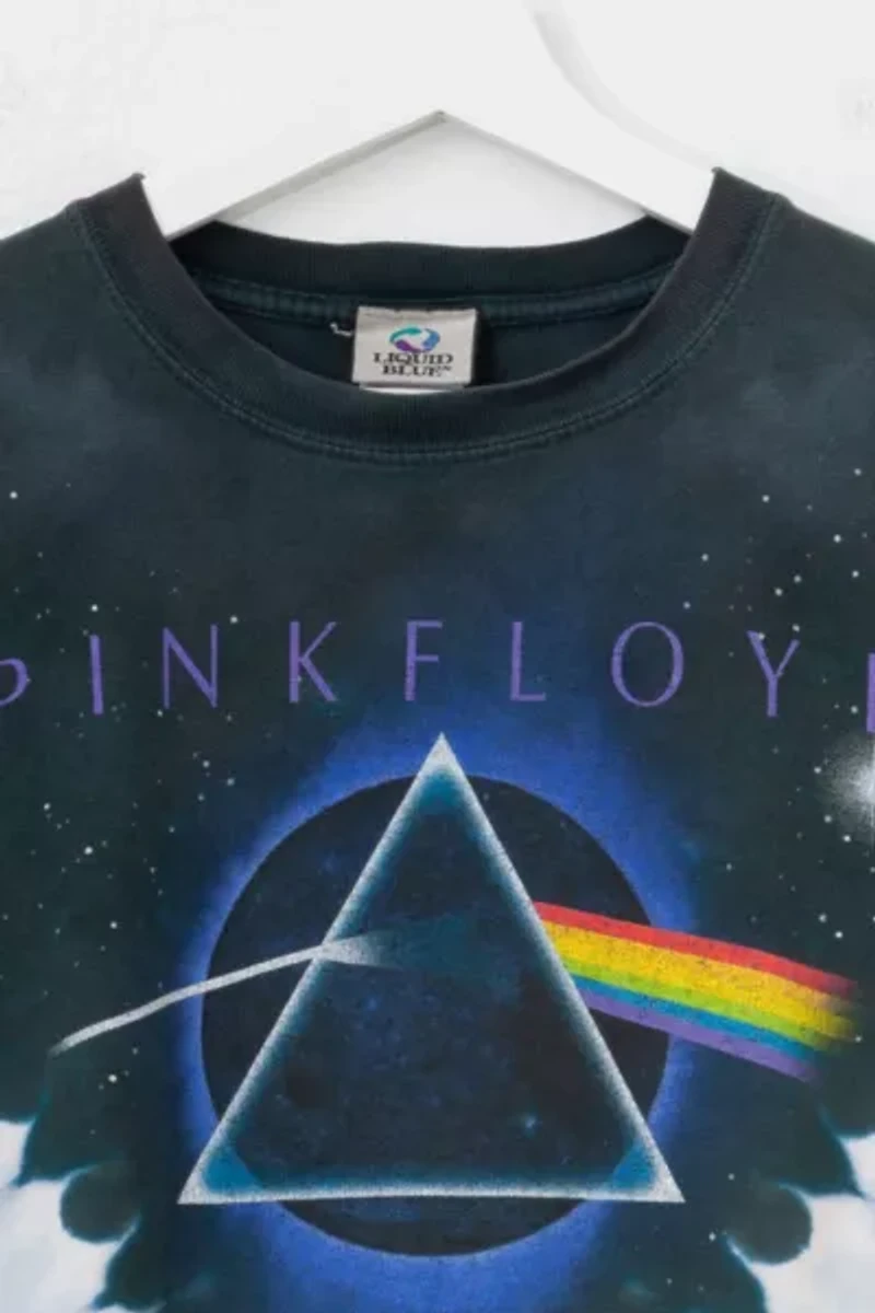 Vintage 1990s Pink Floyd Dark Side of the Moon Liquid Blue All Over Print T-Shirt