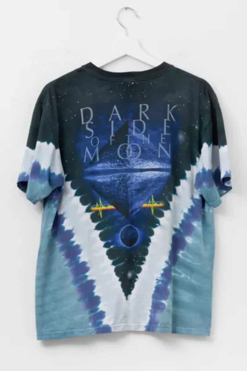 Vintage 1990s Pink Floyd Dark Side of the Moon Liquid Blue All Over Print T-Shirt