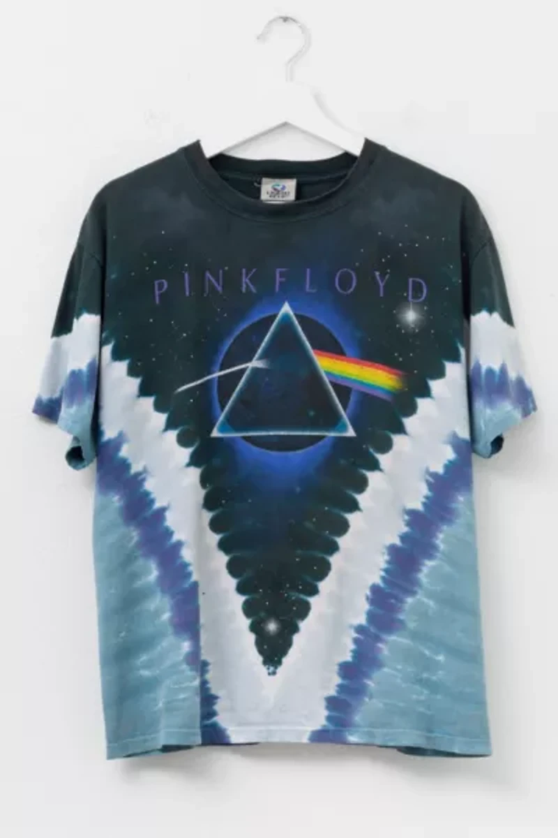 Vintage 1990s Pink Floyd Dark Side of the Moon Liquid Blue All Over Print T-Shirt