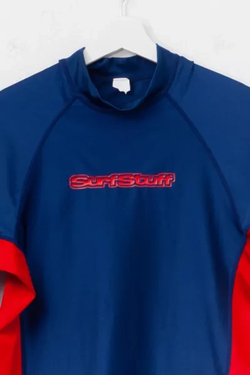 Vintage 1990s Surf Stuff Blue Red Spandex Athletic Top