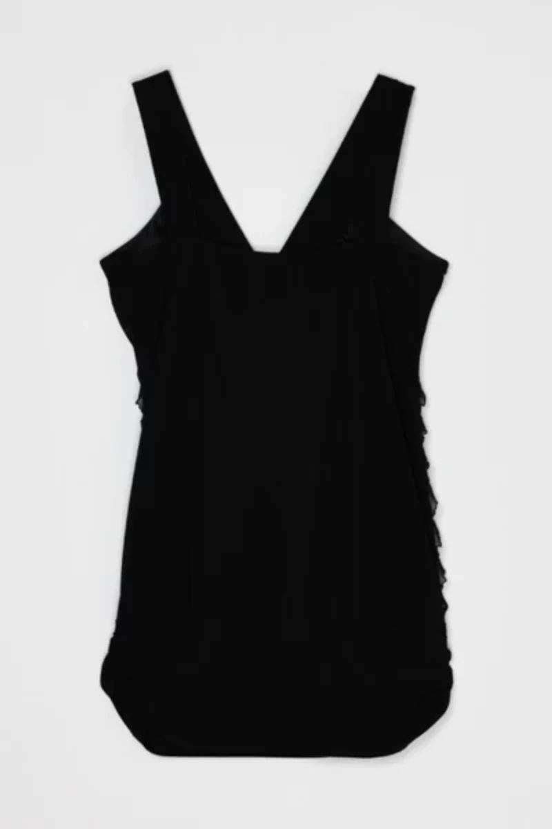Vintage Y2k Ruffled Shimmery Black Mini Dress