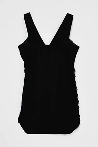 Vintage Y2k Ruffled Shimmery Black Mini Dress