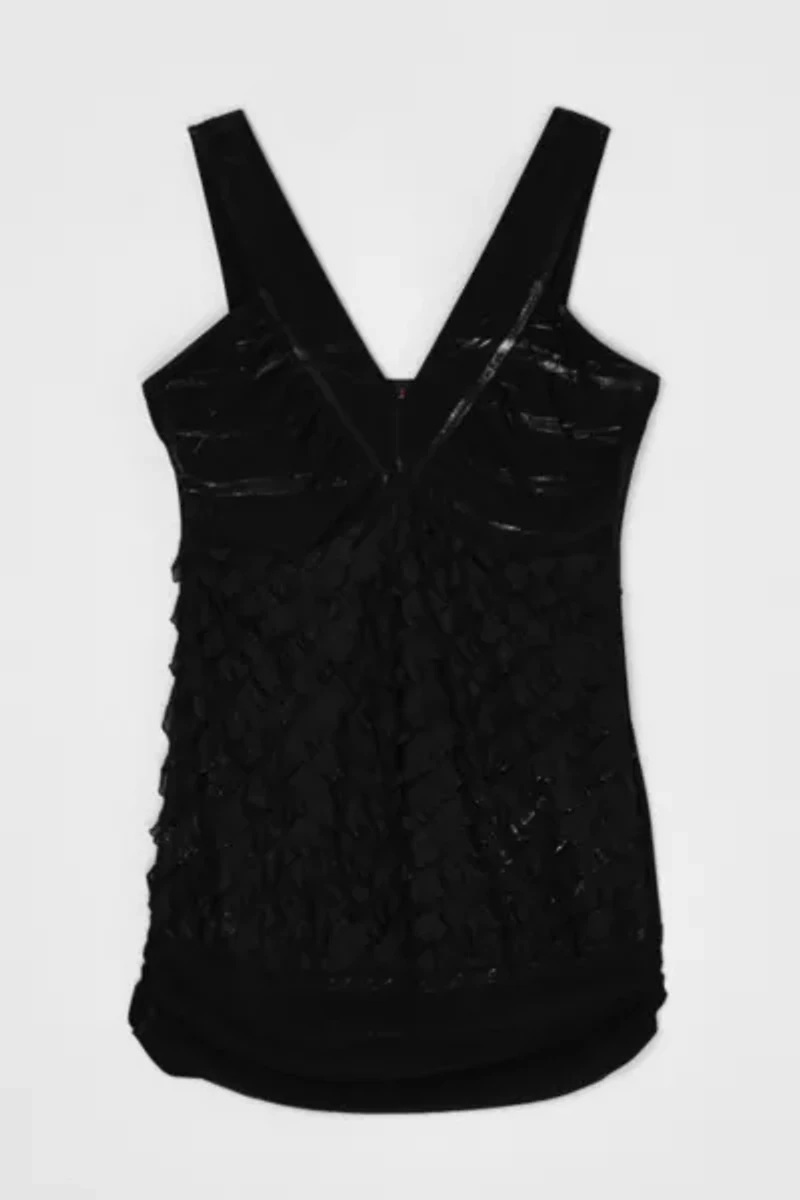 Vintage Y2k Ruffled Shimmery Black Mini Dress