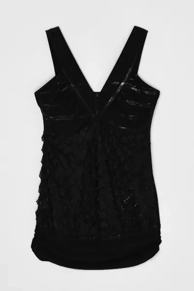 Vintage Y2k Ruffled Shimmery Black Mini Dress