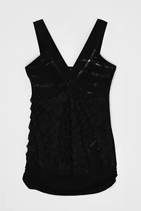 Vintage Y2k Ruffled Shimmery Black Mini Dress
