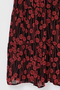Vintage Y2k Black & Red Printed Tiered Mini Dress