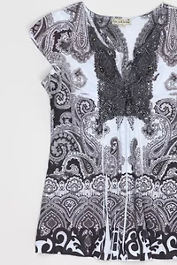 Vintage Y2k Dark Grey Printed Top