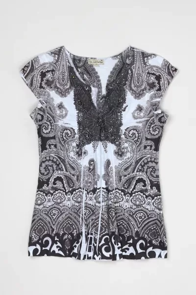 Vintage Y2k Dark Grey Printed Top