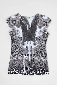 Vintage Y2k Dark Grey Printed Top