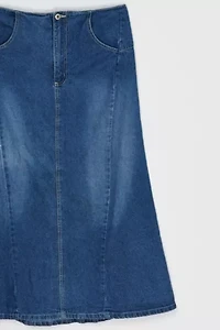 Vintage Y2k Paneled Denim Maxi Skirt