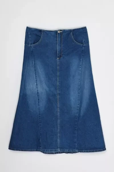 Vintage Y2k Paneled Denim Maxi Skirt