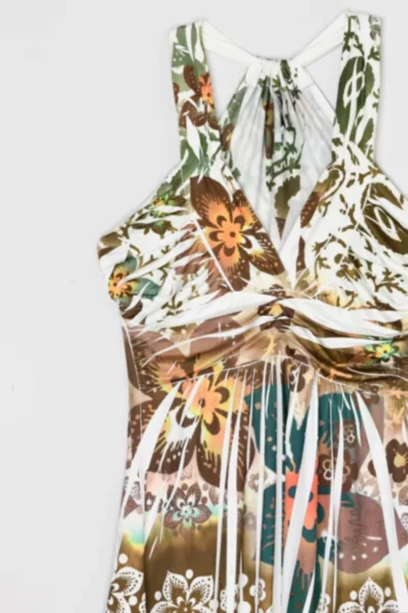 Vintage Y2k Ruched Printed Mini Dress