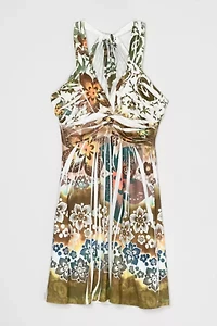 Vintage Y2k Ruched Printed Mini Dress