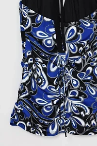 Vintage Y2k Blue & Black Printed Halter Top
