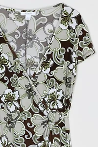 Vintage Y2k Printed Wrap Midi Dress