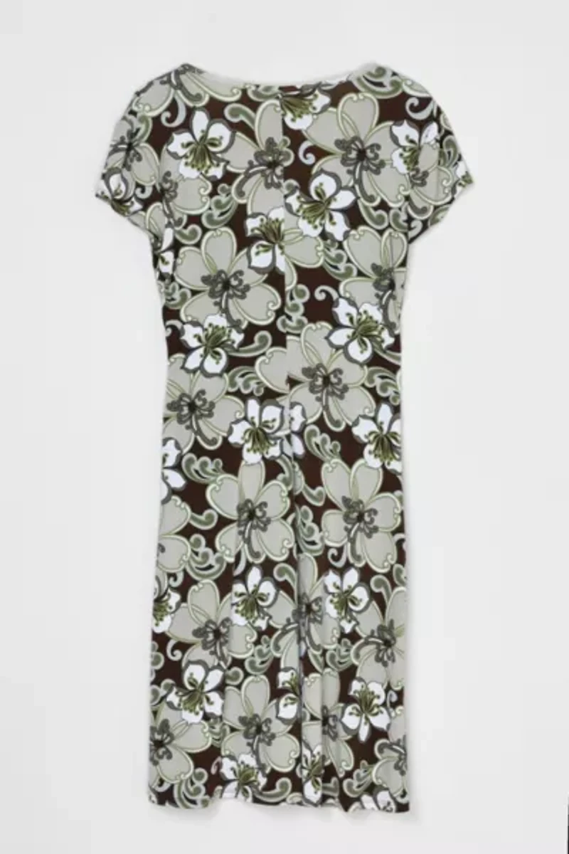 Vintage Y2k Printed Wrap Midi Dress