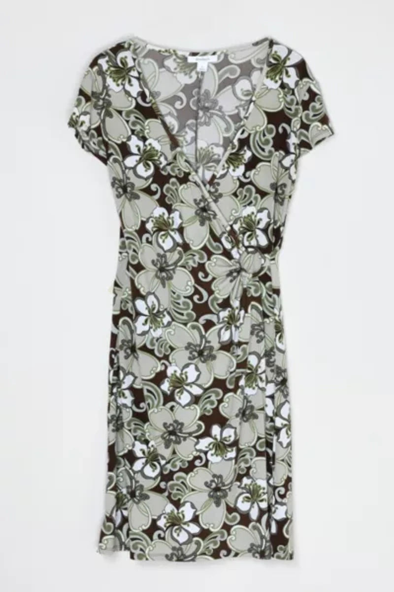 Vintage Y2k Printed Wrap Midi Dress
